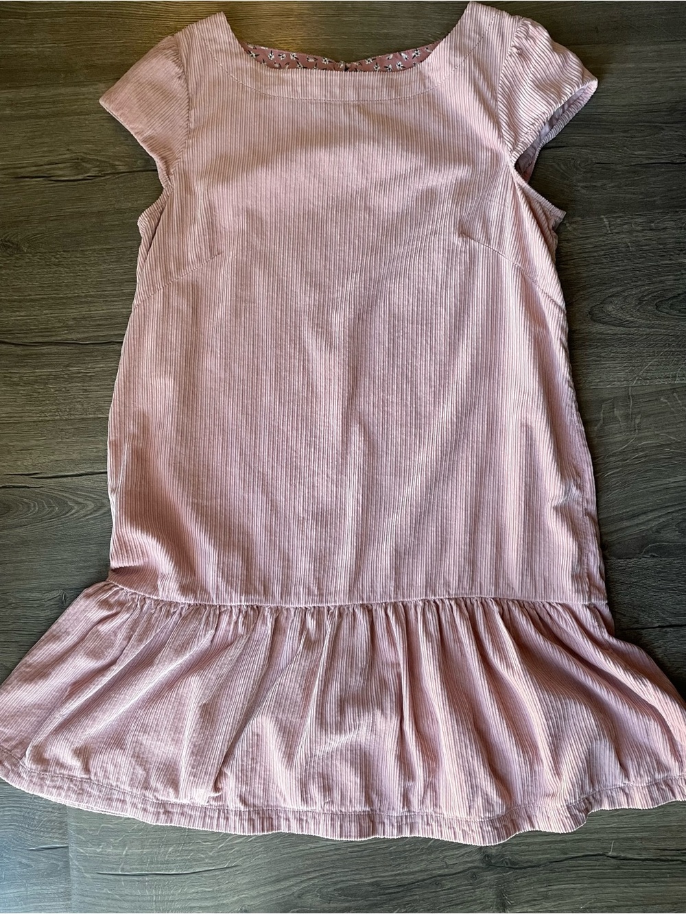 Anthropologie Maeve Tessa Flounced Corduroy Tunic Dusty Rose Dress size 10